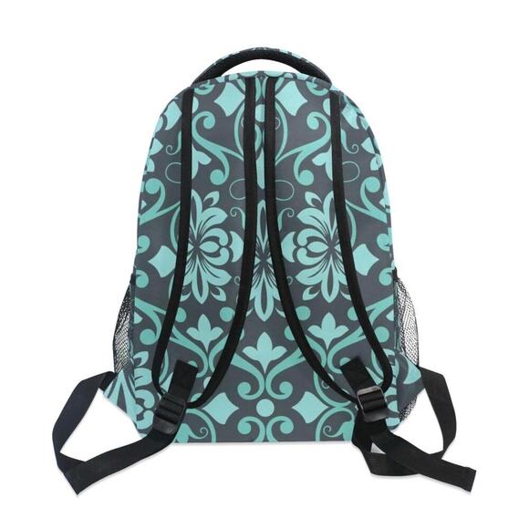 Bolaz Large Backpack Lightweight Shoulder Bag Unisex Teal Turquoise Floral‎ - Picture 3 of 9